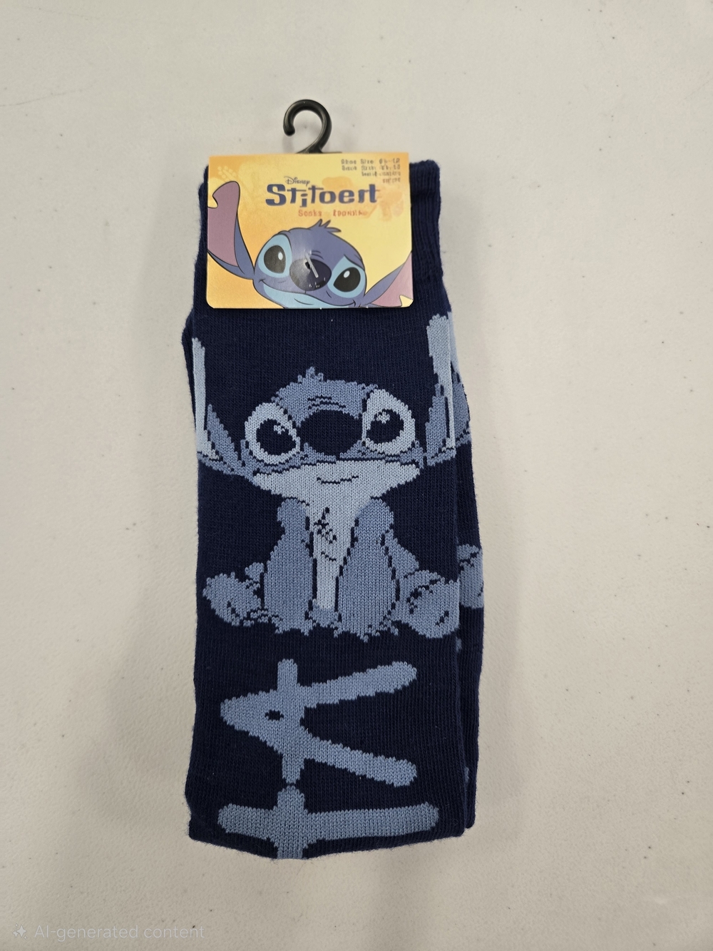 Disney Stitch Dark Blue and Light Blue Crew Socks